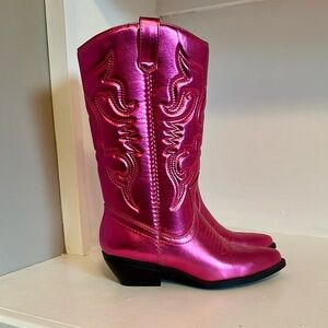 Pink Metallic Women Cowboy Boots